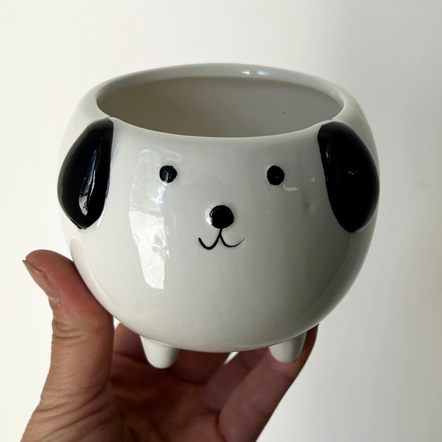 Black & White Dog Decorative Pot (3”x3”)