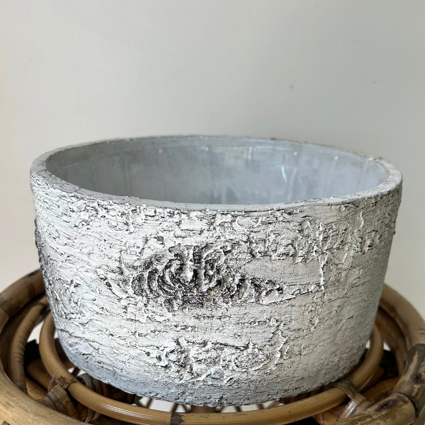 Cement Birch Bark decorative pot (available in two sizes)