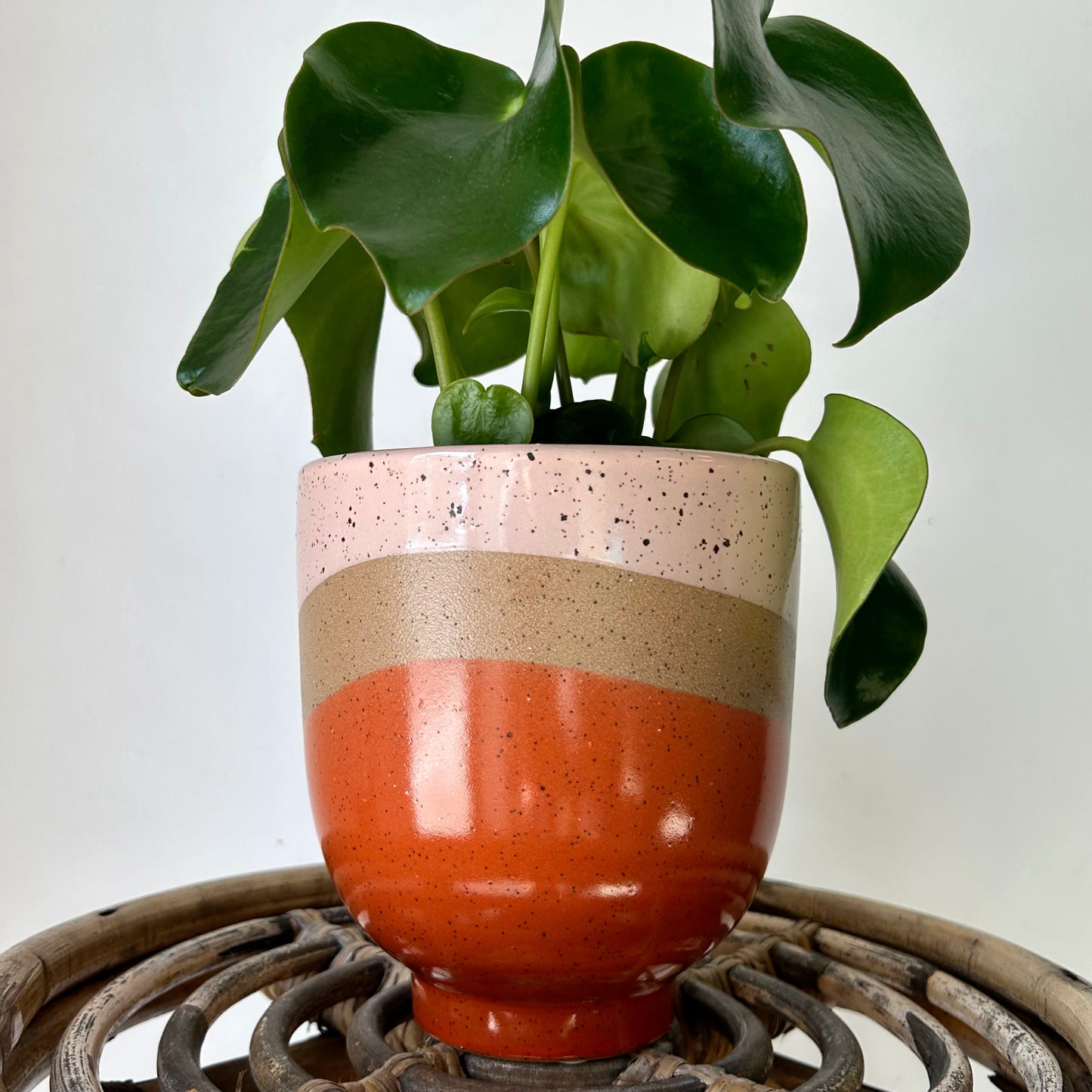 LUISA Decorative pot PINK with sandstone accent (5”x5”)