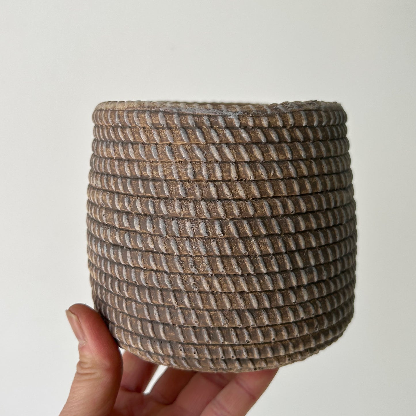 LARKIN Decorative cement pot (seagrass textured design) available in two sizes