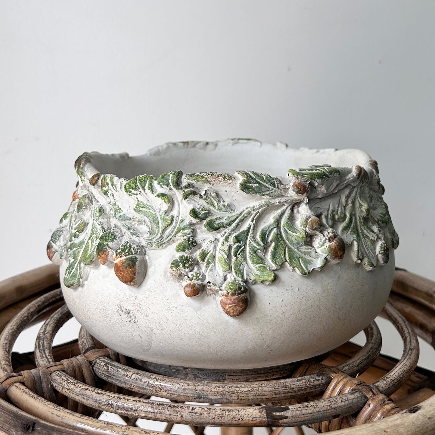 OAKWOOD Decorative Shallow Cement Pot (6.5”x4”)