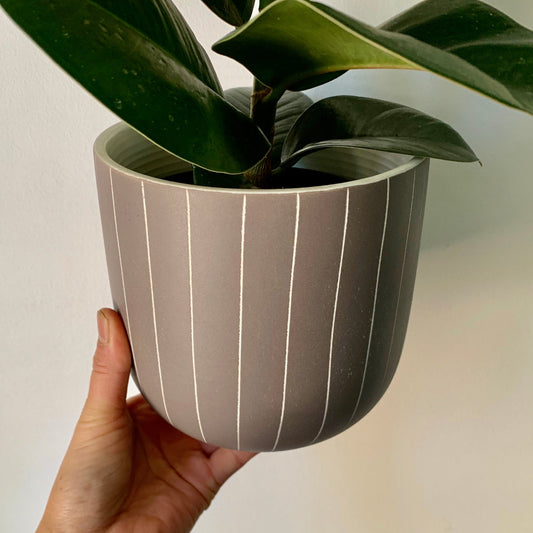 VALE STRIPED Cylindrical pot 5.5”x5.5” (available in 2 colours)