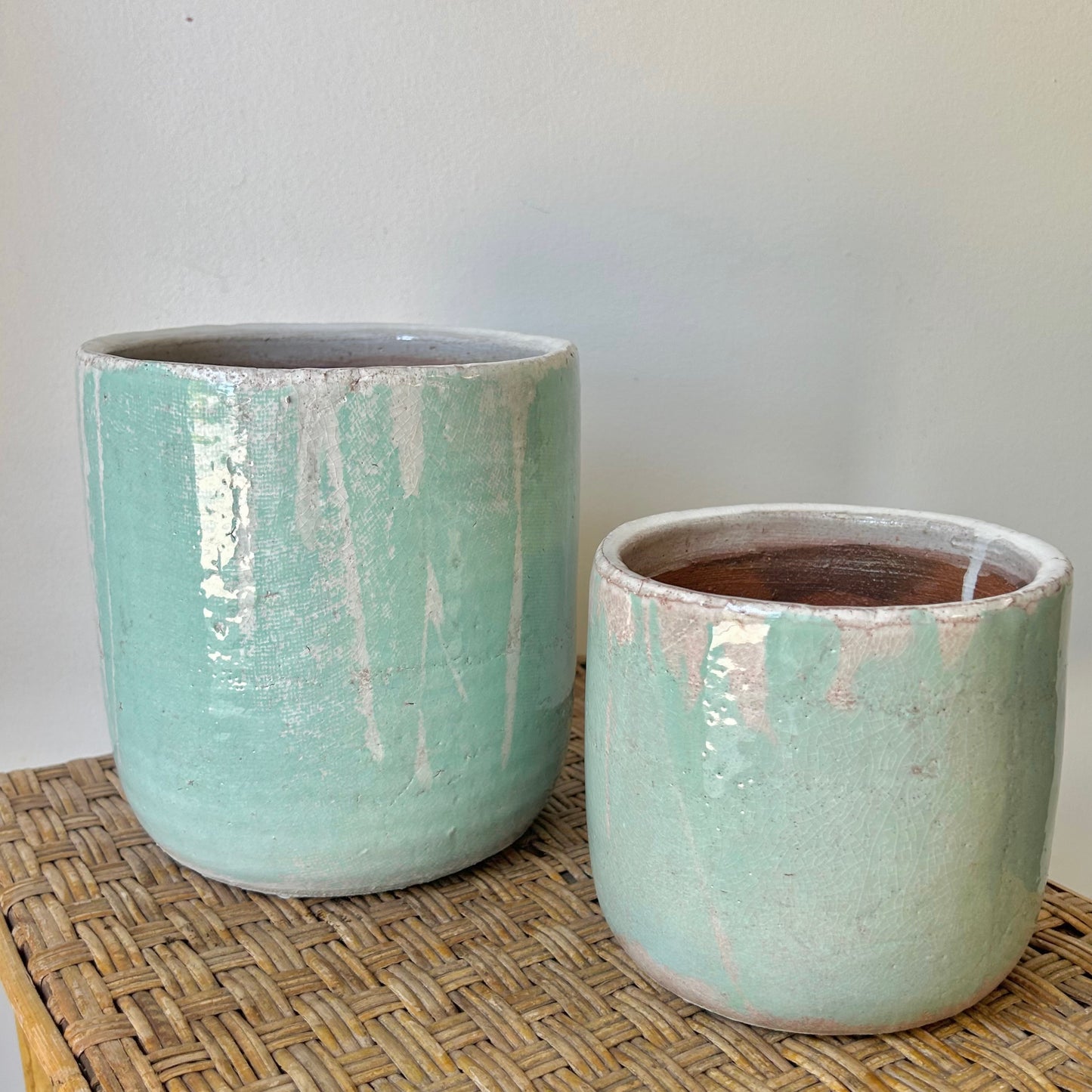 LUCA Decorative Ceramic Pot teal splash (available in two sizes)