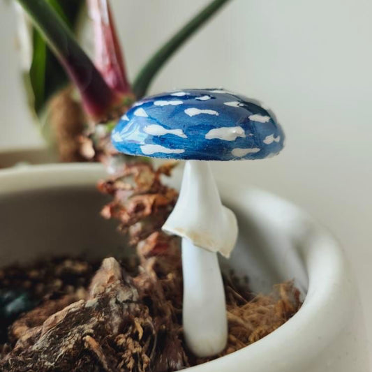 PLANT SHROOMS Toadstool Mushrooms Decorative Accent (Dark Blue)