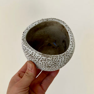 Grey Asymmetric Textured Stone Pot (2.5"X 3.5")