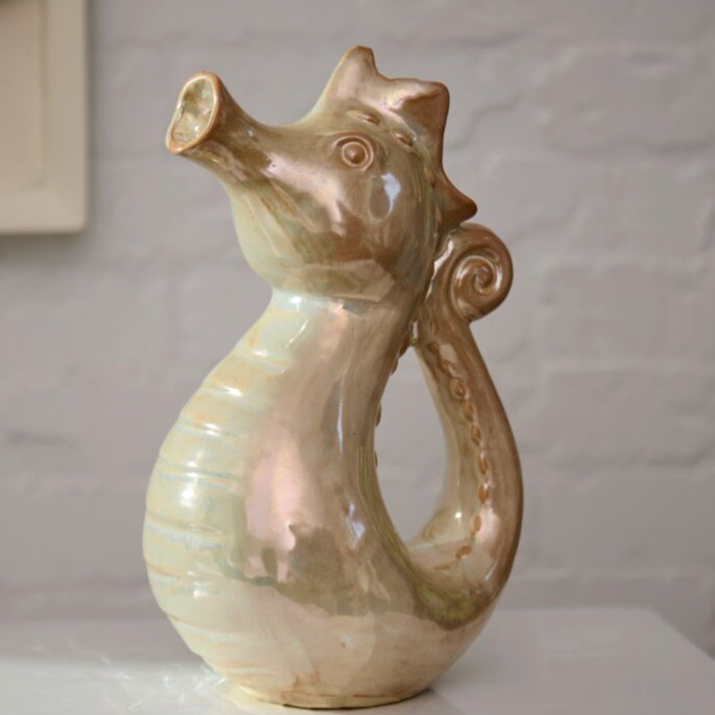 SEAHORSE Ceramic Watering Can (6.75"x 5"x 10.2")