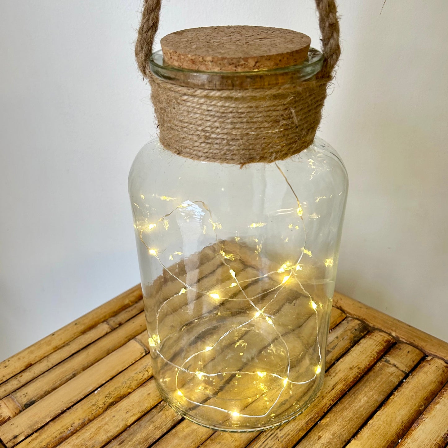 Hanging Terrarium with string light (5.5”X10”) - batteries are included