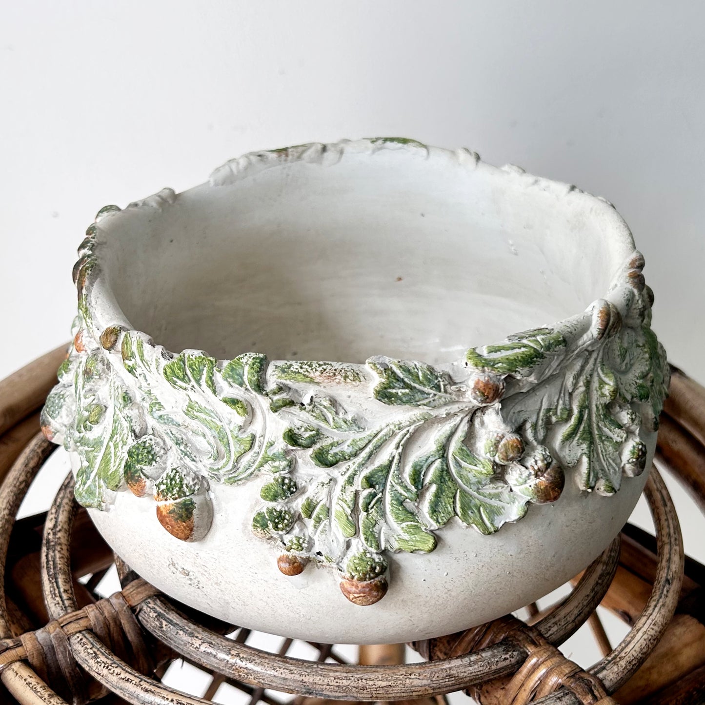 OAKWOOD Decorative Shallow Cement Pot (6.5”x4”)