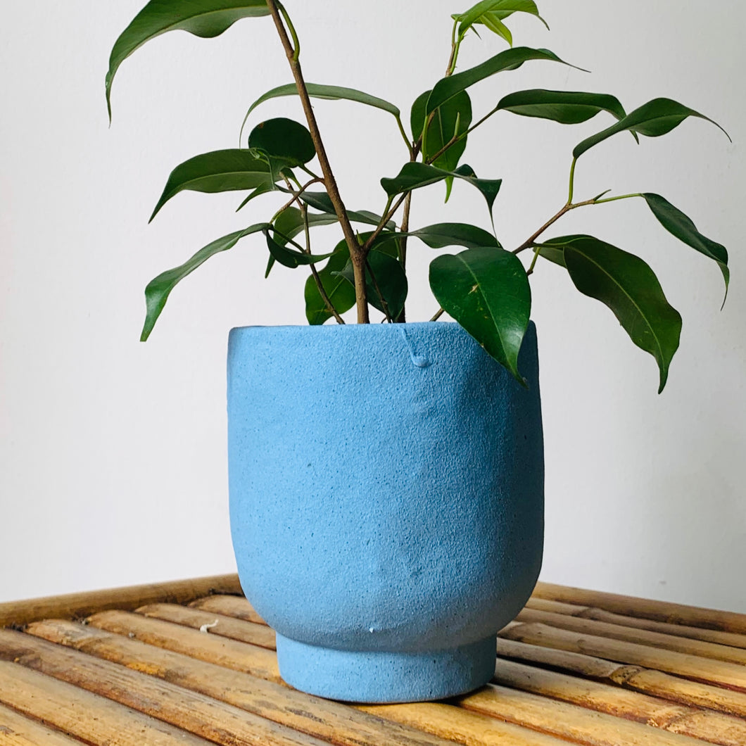 EASTON Stone-Textured Decorative Planter POWDER BLUE (3.5”X4)