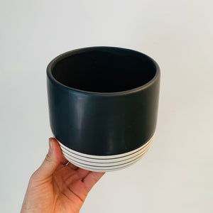 BELLA ceramic pot Striped Base  (6”X5.5”)