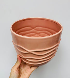 ROSLYN Ceramic Cover Pot (6.5”x5.5”) available in ROSEY PEACH & WHITE