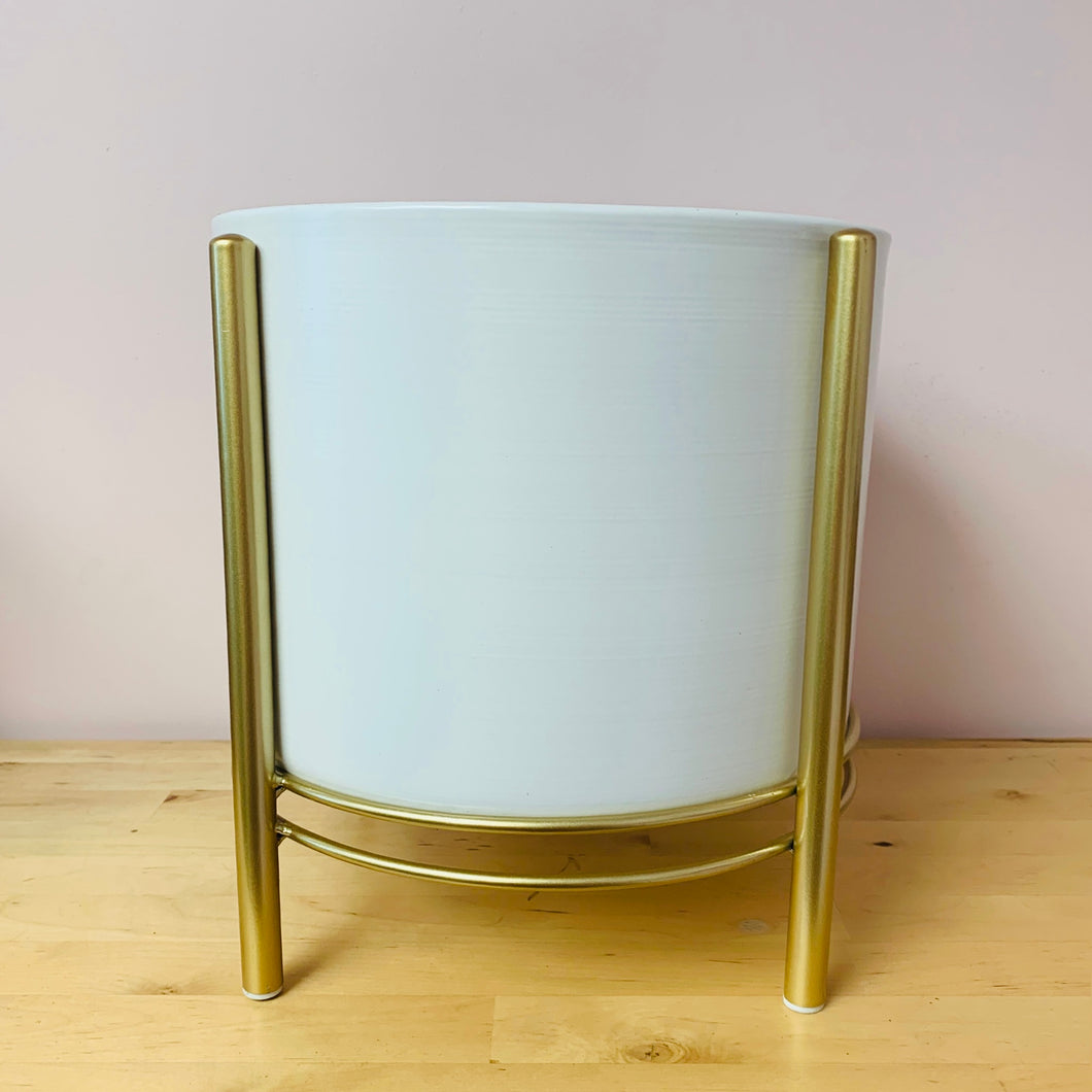 AINSLEY Large Lightweigh Modern Planter + Gold Stand (11”X8.5”) available in two colours